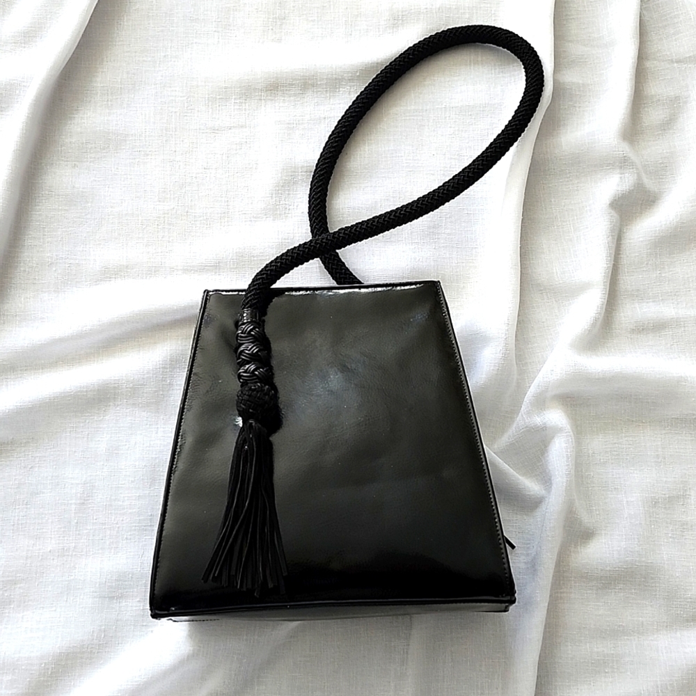 Sondra Roberts Vintage Black Patent Leather Shoulder Bag, $50